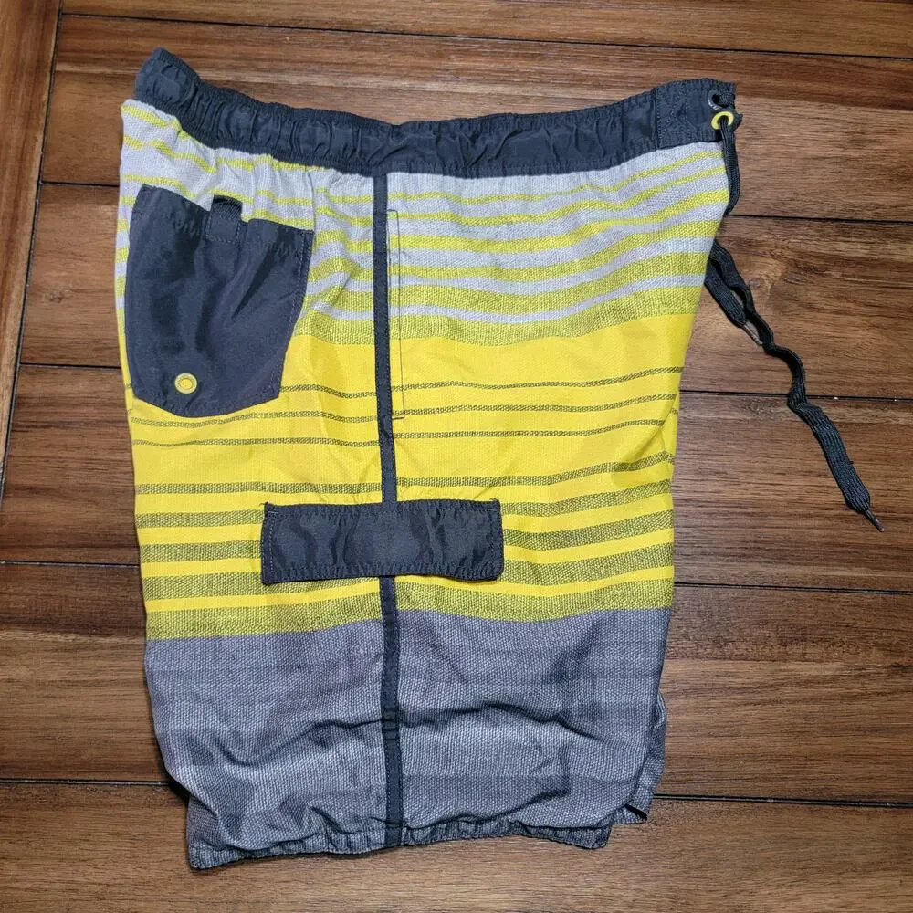 OP Yellow Grey & Black Swim Trunks - Size Large (36-38)